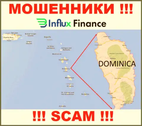 Компания InFluxFinance Pro - интернет-шулера, базируются на территории Доминика, а это оффшорная зона