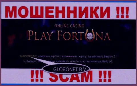 Данные о юридическом лице PlayFortuna Com, ими оказалась организация GLOBONET B.V.