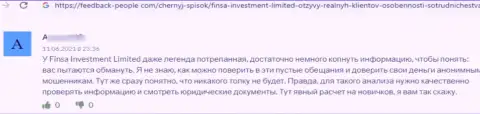 Компания Finsa - это МОШЕННИКИ !!! Автор отзыва из первых рук никак не может забрать обратно свои же депозиты