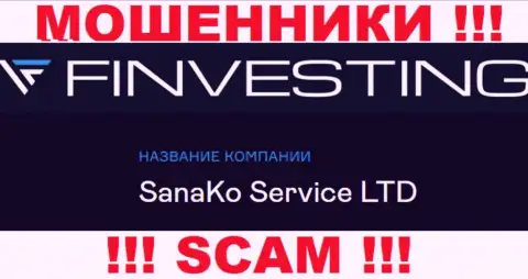 На официальном web-сайте Finvestings отмечено, что юридическое лицо конторы - SanaKo Service Ltd