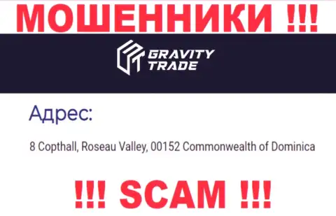 IBC 00018 8 Copthall, Roseau Valley, 00152 Commonwealth of Dominica это оффшорный адрес регистрации GravityTrade, приведенный на сайте этих мошенников