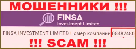 Как представлено на официальном информационном портале обманщиков FinsaInvestmentLimited: 08482480 - это их номер регистрации