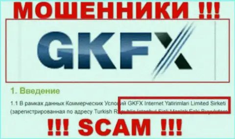 Юр. лицо мошенников GKFX ECN - это GKFX Internet Yatirimlari Limited Sirketi