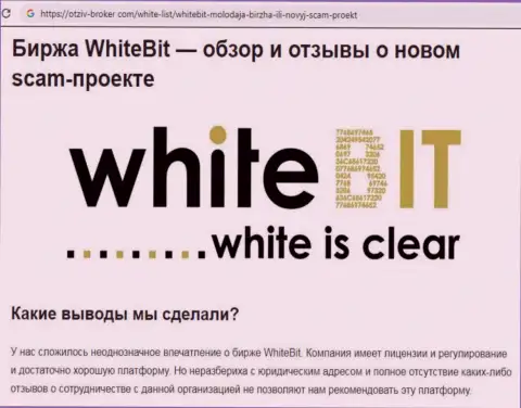 Работать с White Bit опасно - мошенническая брокерская организация биржи виртуальных денег (отзыв)