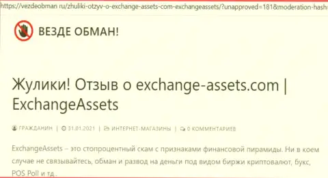Чем грозит совместное сотрудничество с Exchange Assets ? Обзорная статья о лохотронщике