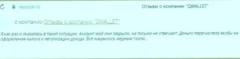 Компания Q Wallet - РАЗВОДИЛЫ !!! Автор отзыва не может вернуть свои вложенные средства