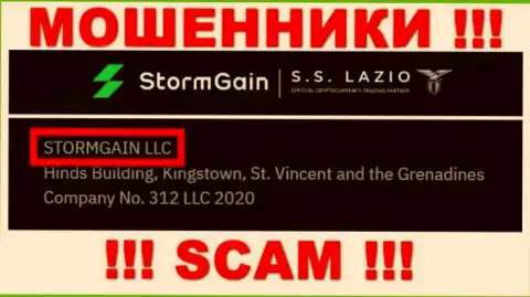 Информация об юр лице StormGain - им является контора STORMGAIN LLC