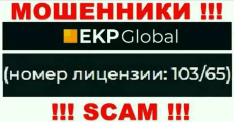 На web-портале EKP Global есть лицензионный номер, только вот это не отменяет их мошенническую сущность