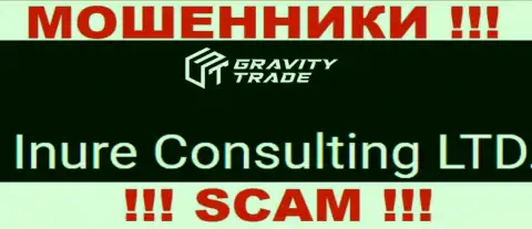 Юридическим лицом, владеющим интернет-разводилами Gravity Trade, является Inure Consulting LTD