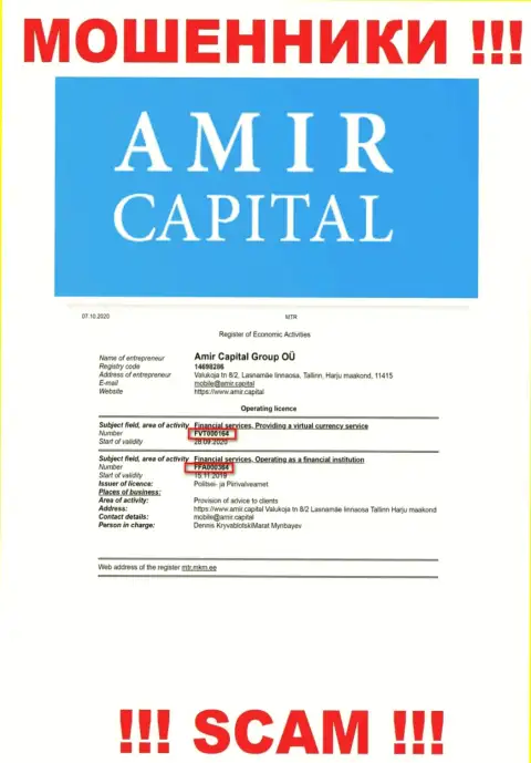 AmirCapital показывают на интернет-ресурсе лицензионный документ, несмотря на этот факт искусно оставляют без денег реальных клиентов