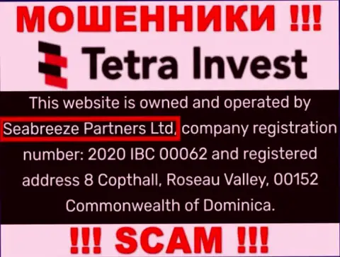 Юридическим лицом, владеющим internet-жуликами Tetra Invest, является Seabreeze Partners Ltd
