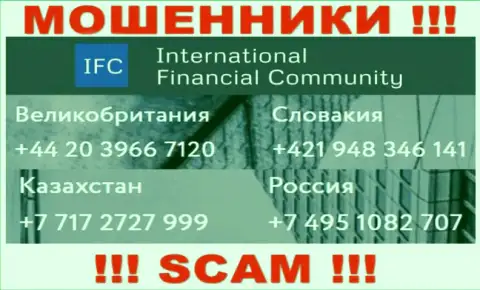 Мошенники из организации InternationalFinancialCommunity разводят на деньги наивных людей, звоня с различных номеров